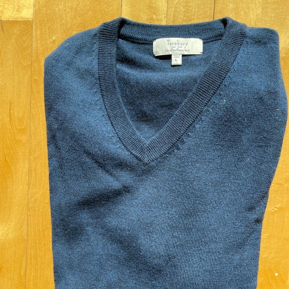 mens large, blue/grey wool sweater, Turnbury - Picture 1 of 1